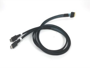 ‌SlimSAS 8i S‌FF-8654 to 2 X Oculink 4i Cable Tri-Mode - 0.5 Meter