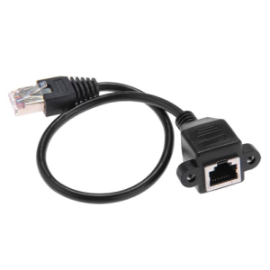 1FT RJ45 Male to Female Screw Panel Mount Ethernet LAN Network Extension Cable (Default)