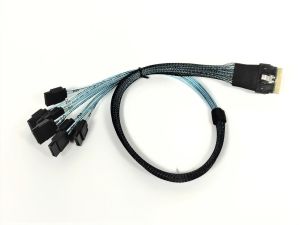 SlimSAS 8i (SFF-8654) Straight to 8X SATA Cable - 50CM