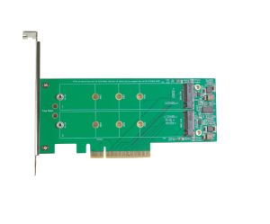 PCI-e Gen 3 8-Lane to M.2 NVMe SSD x 2 Dual Port Adapter with Heat Sink
