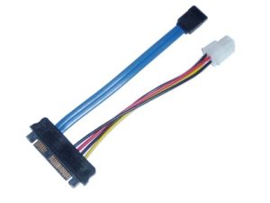 SAS Male to SATA 7 Pin and Molex 4 Pin Power Cable - 6 Inches